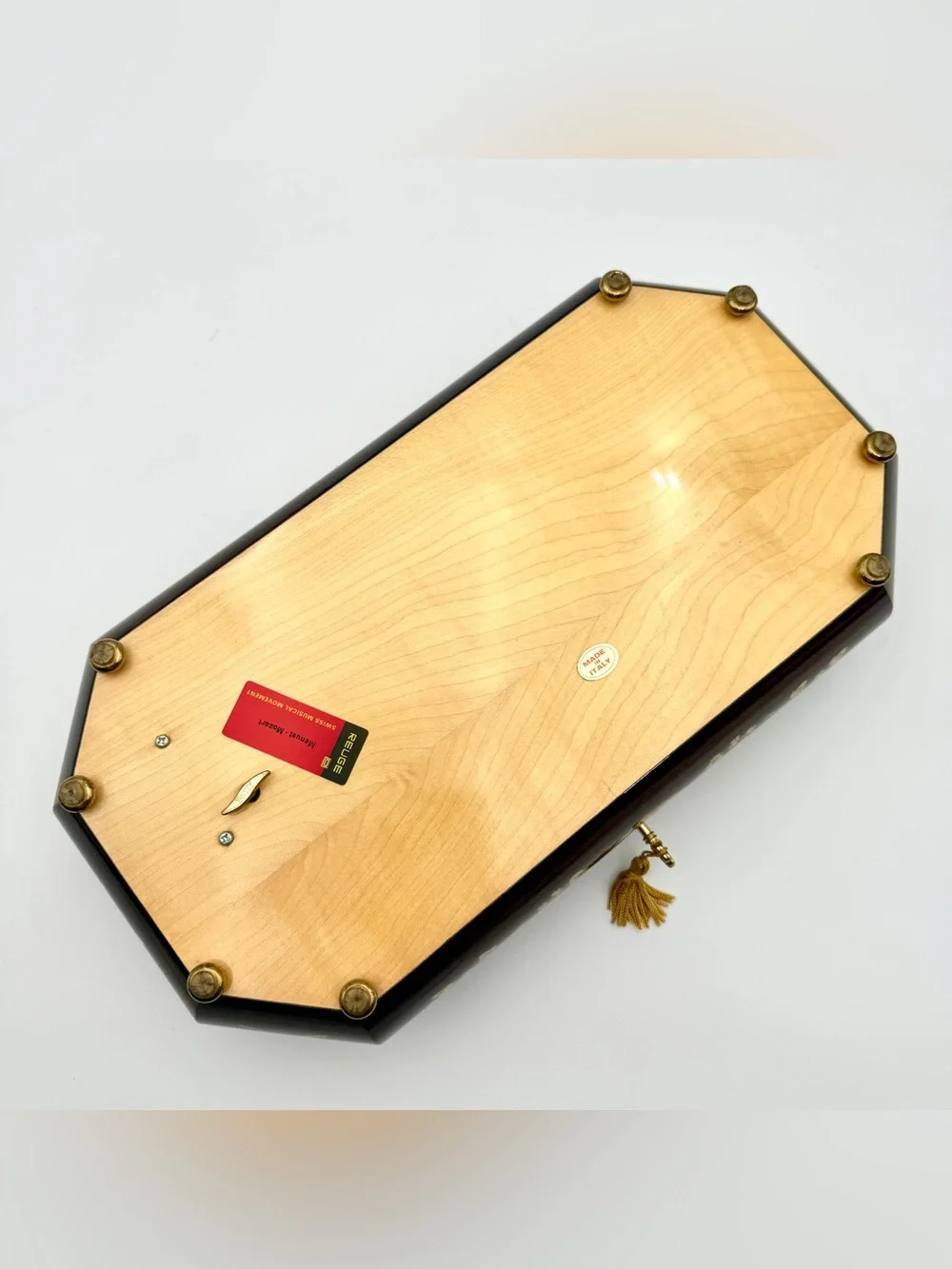 VTG Italian Inlaid Wood Jewelry Music Box Reuge Swiss Movement Double Layer 14”